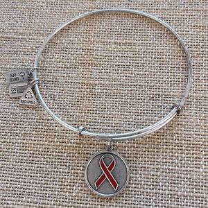 Wind and Fire Red Ribbon Silver Tone Bracelet